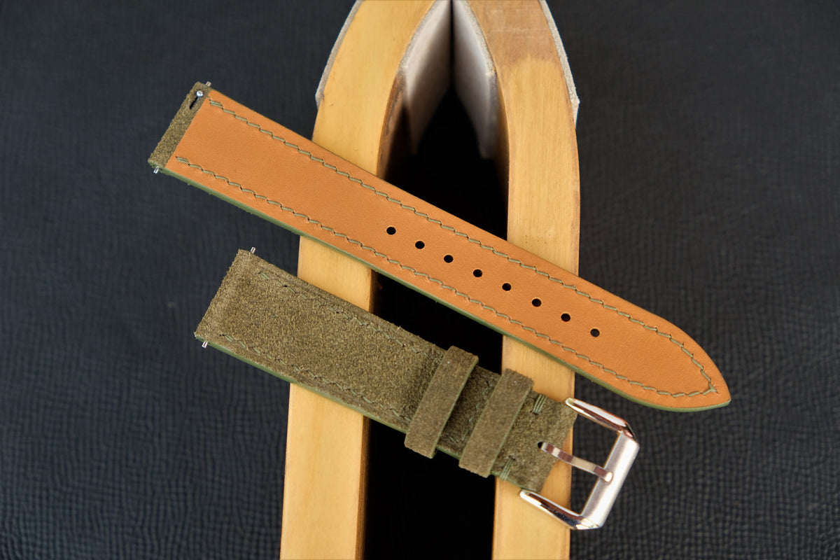 olive suede leather watch strap – photo 5