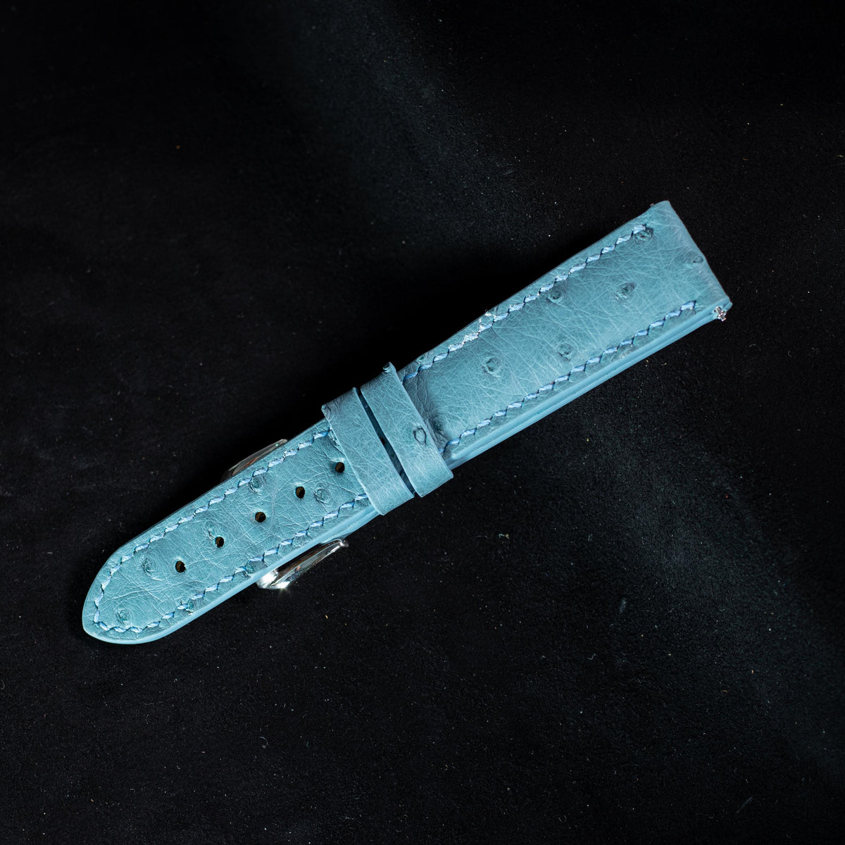 teal blue ostrich leather watch strap – photo 5