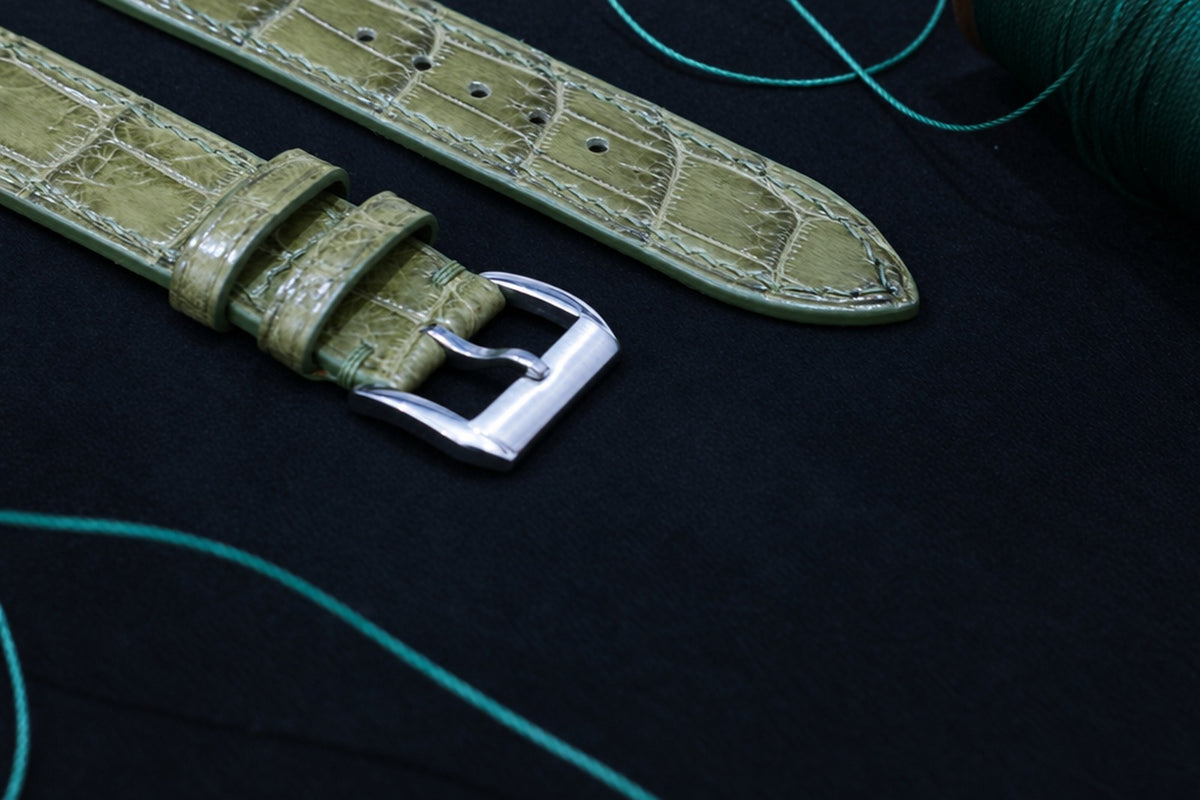 olive green alligator leather watch strap – photo 4