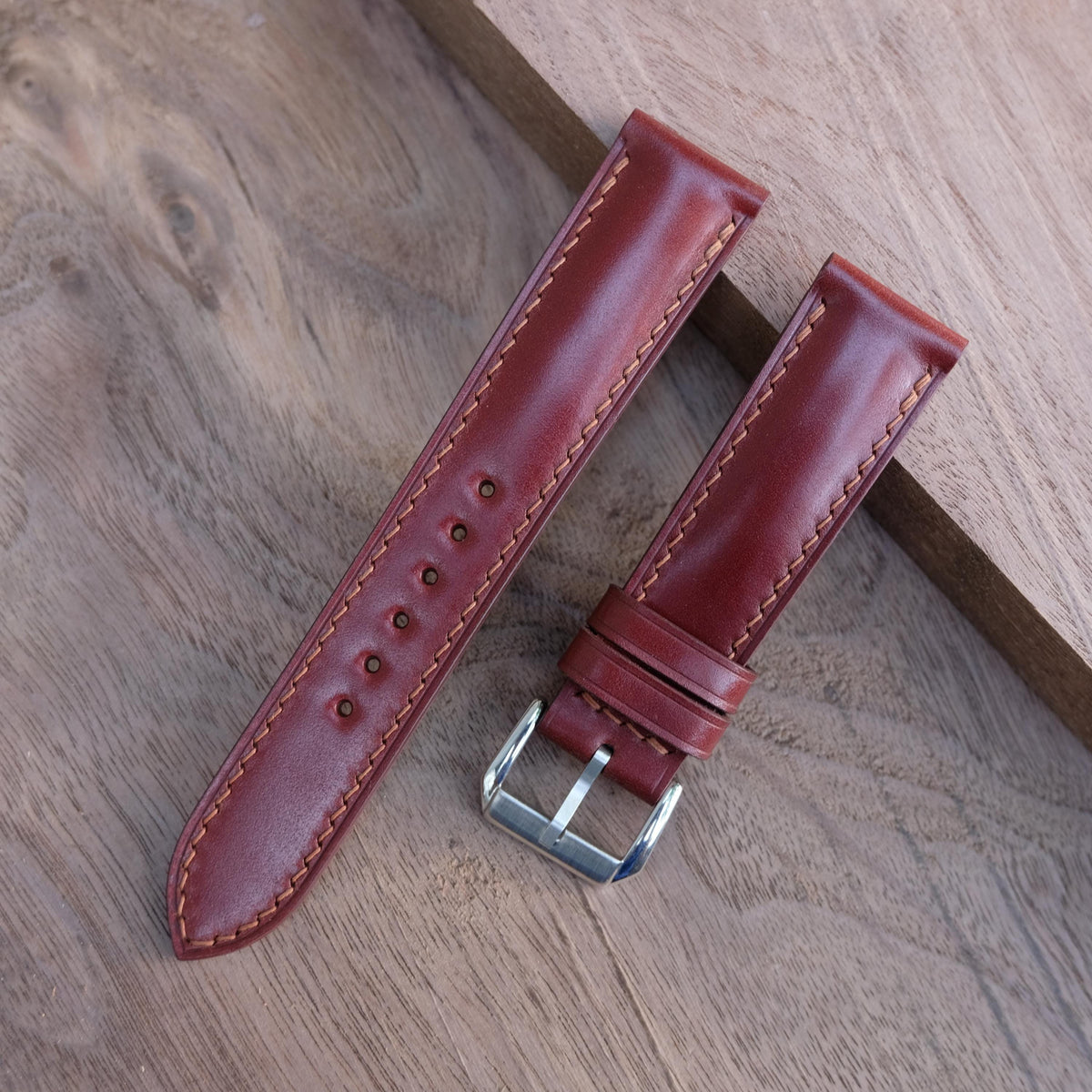 brown shell cordovan leather watch strap – photo 5