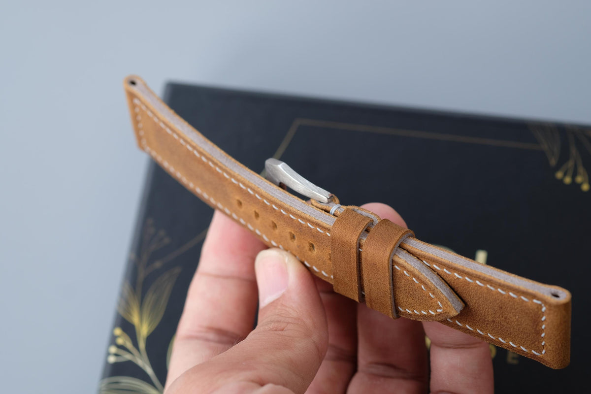 brown waxed leather watch strap – photo 5