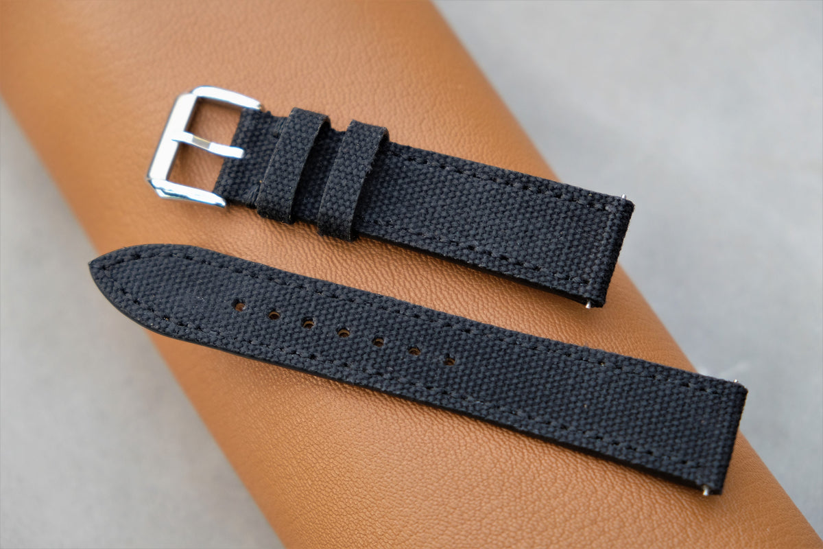 black canvas leather watch strap – photo 5