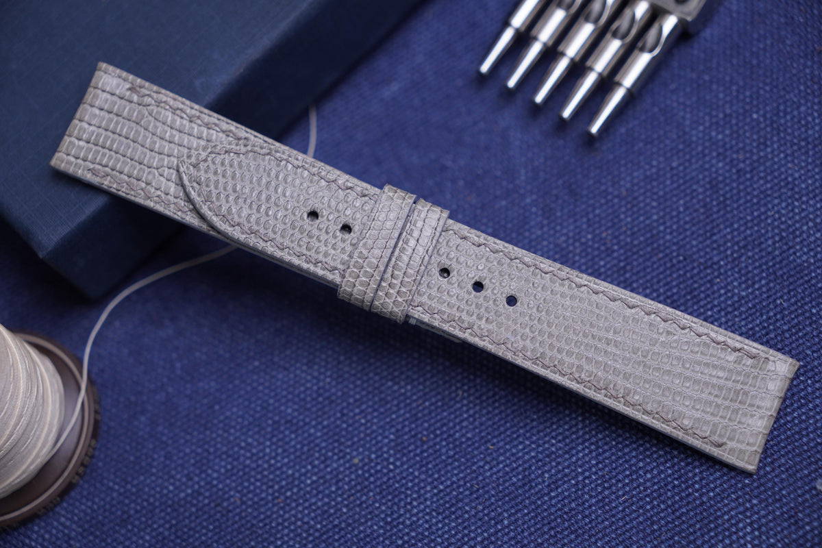 light gray lizard leather watch strap – photo 5
