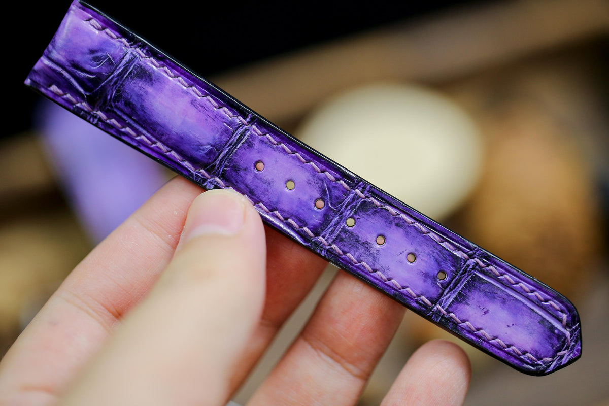patina purple alligator leather watch strap – photo 3