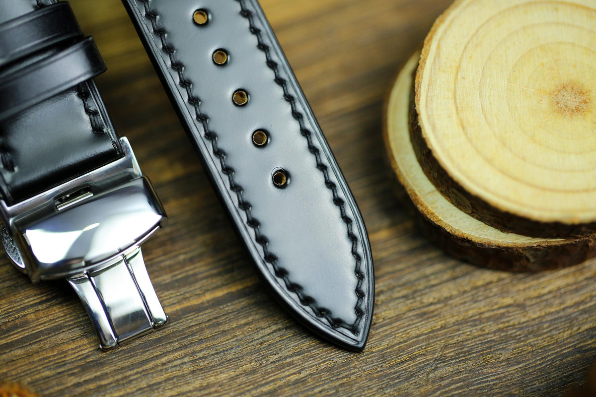 black shell cordovan leather watch strap – photo 3