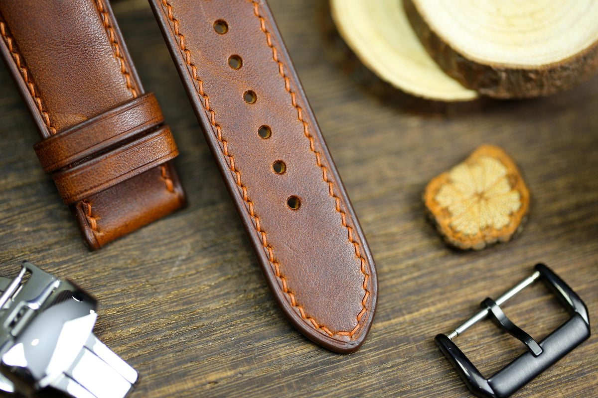 waxy brown vachetta leather watch strap – photo 3