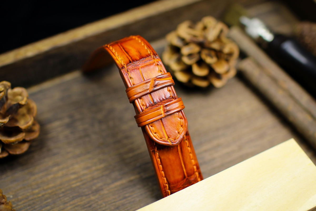 patina orange alligator leather watch strap – photo 3