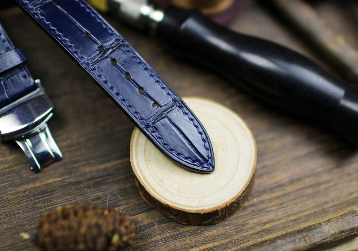 navy blue alligator leather watch strap – photo 4