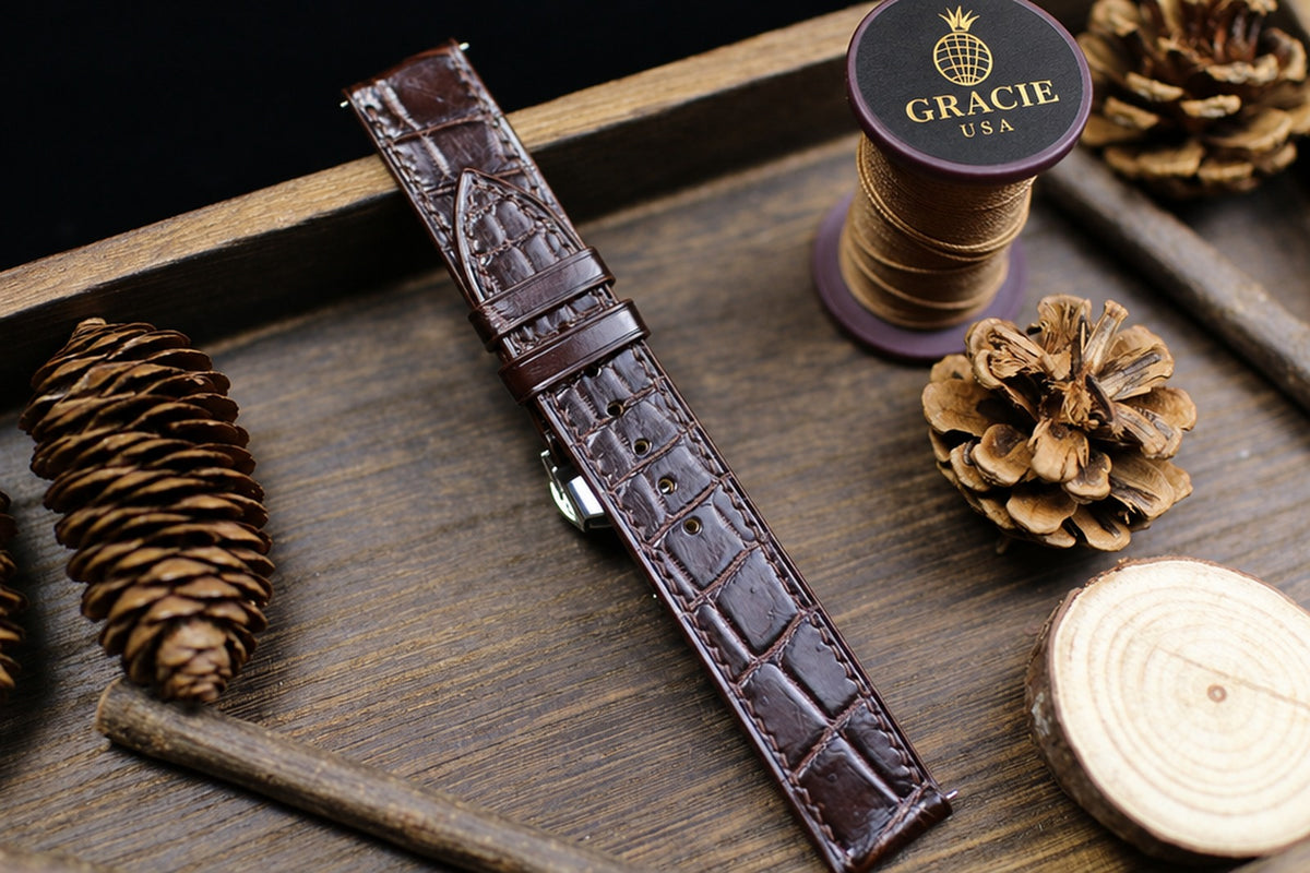 dark brown alligator leather watch strap – photo 4