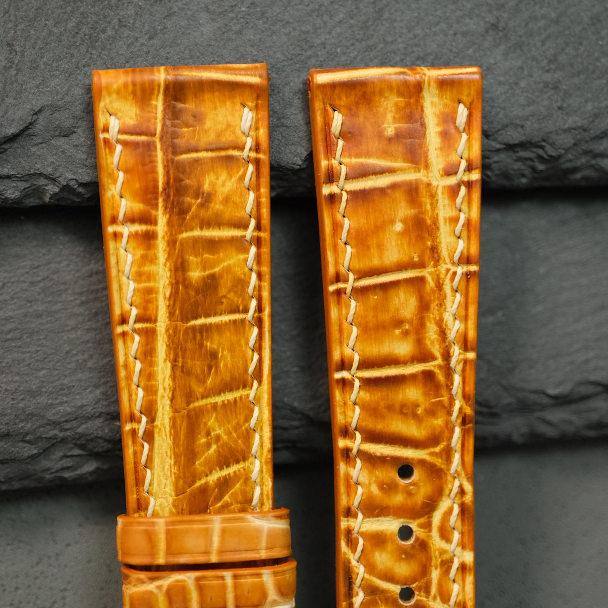 patina tan alligator leather watch strap – photo 2