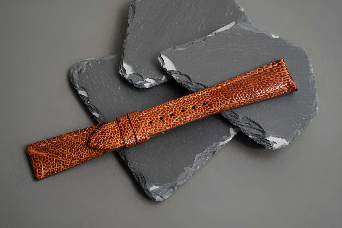 brown ostrich leg leather watch strap – photo 3