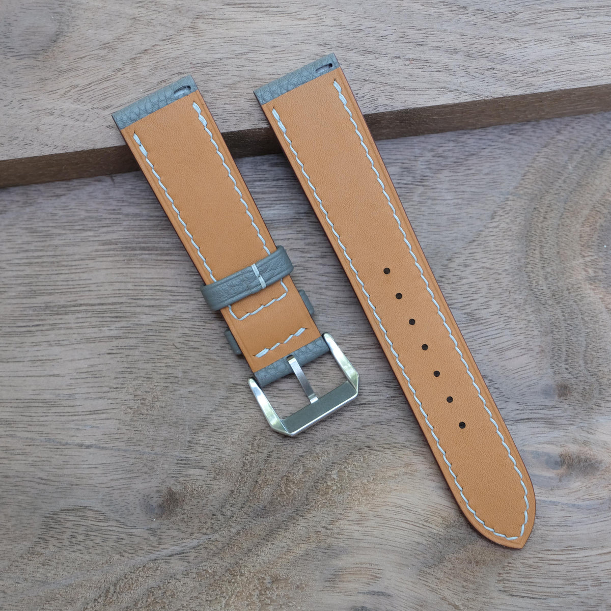 gray togo leather watch strap – photo 6