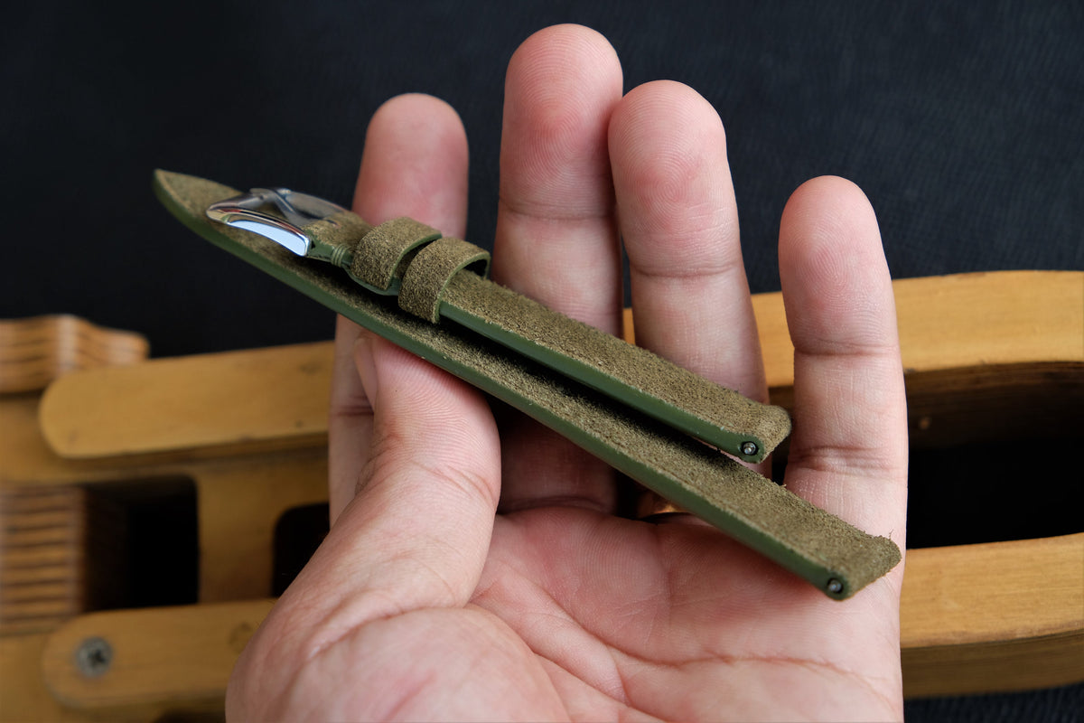 olive suede leather watch strap – photo 6