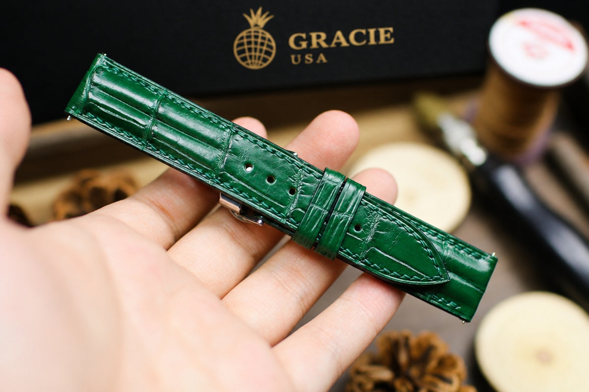 green alligator leather watch strap – photo 4