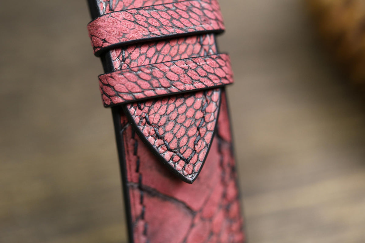 oxblood ostrich leg leather watch strap – photo 4
