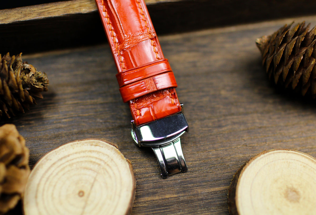 orange alligator leather watch strap – photo 4
