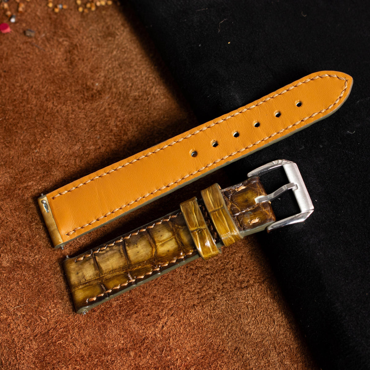 patina honey alligator leather watch strap – photo 6