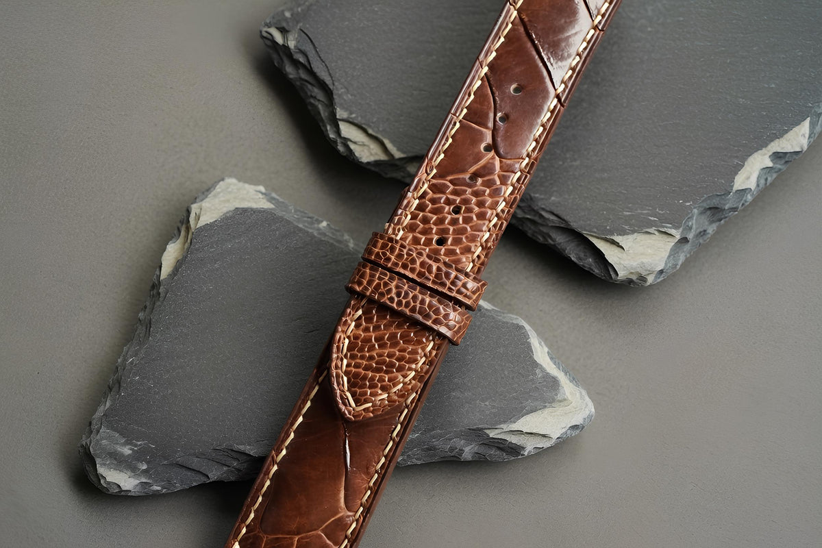 brown ostrich leather watch strap – photo 2