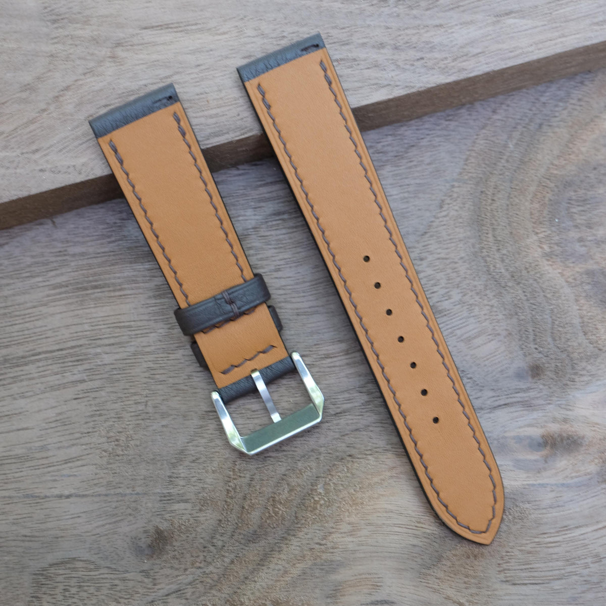 chocolate brown togo leather watch strap – photo 6