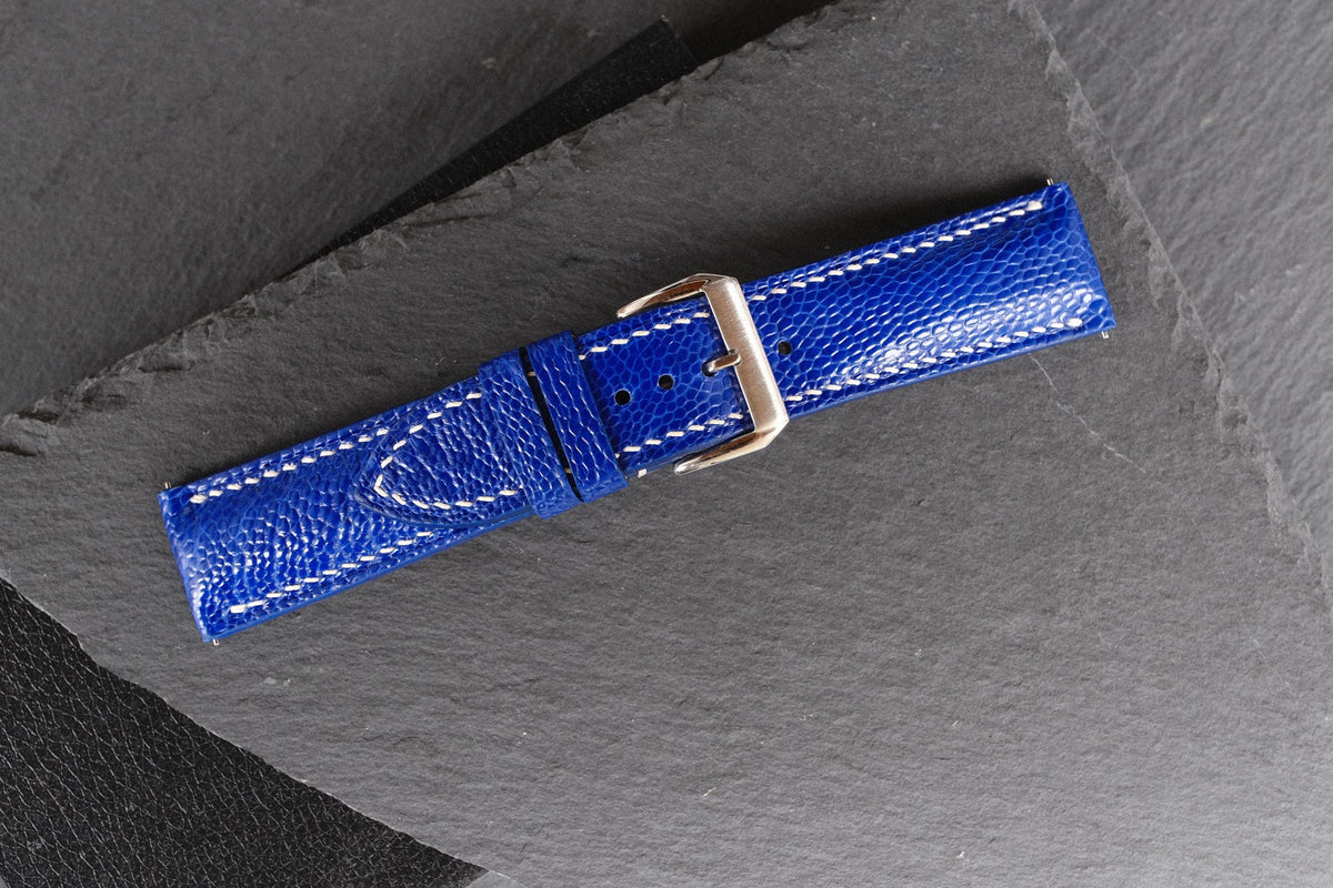 blue ostrich leather watch strap – photo 2