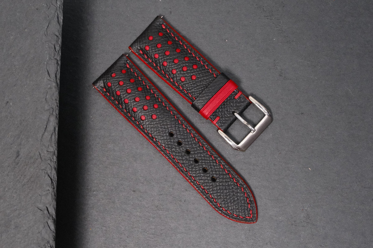 black red & red epsom leather watch strap – photo 2