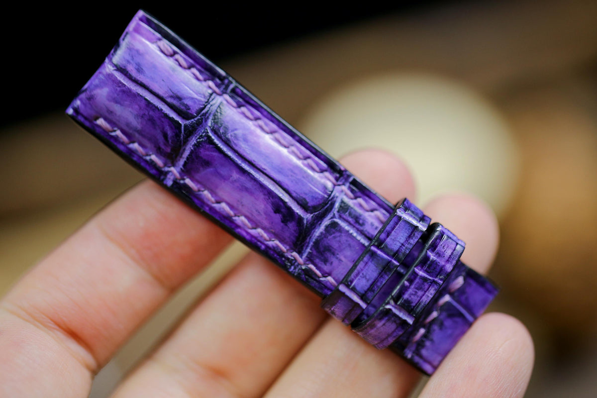patina purple alligator leather watch strap – photo 4