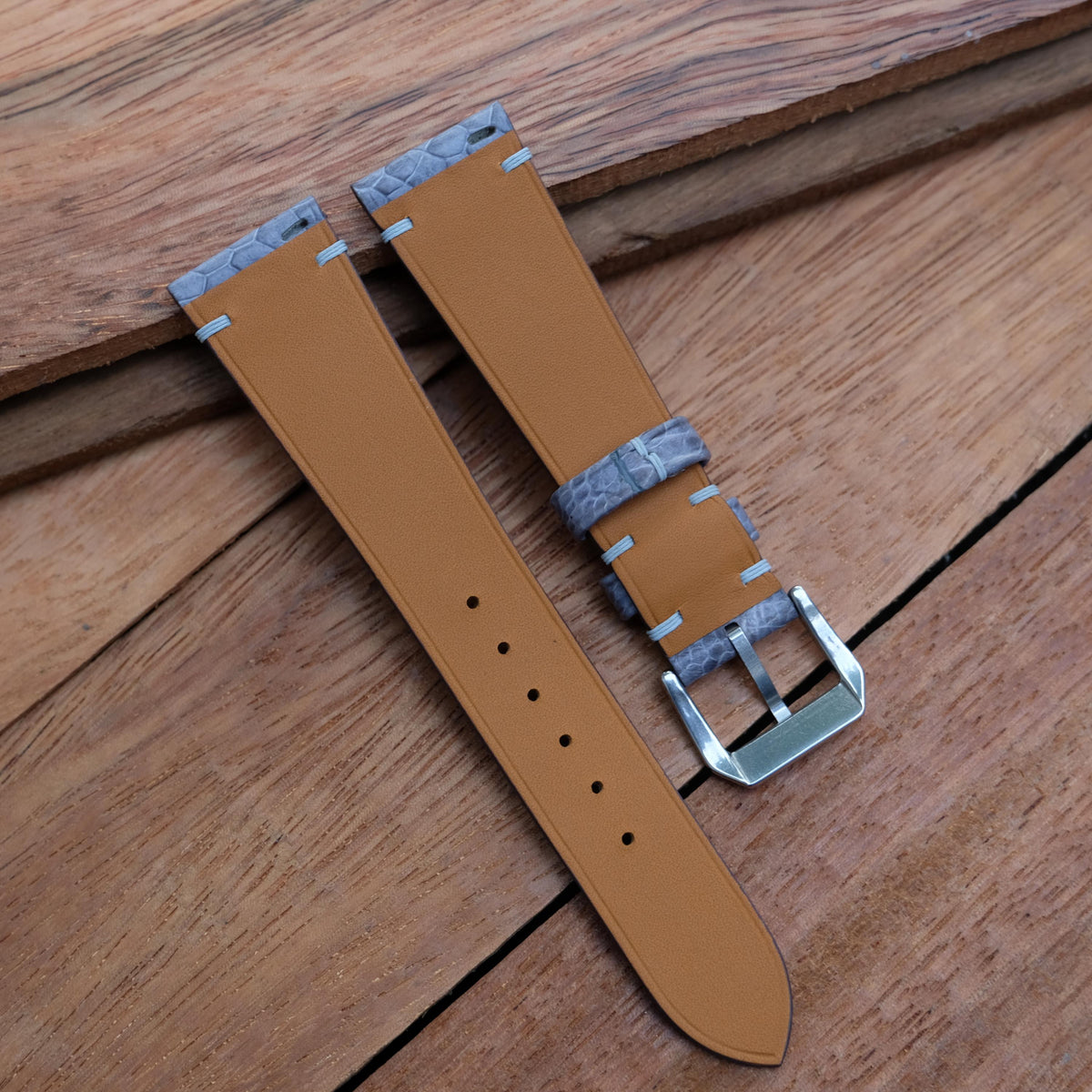 gray ostrich leg leather watch strap – photo 6