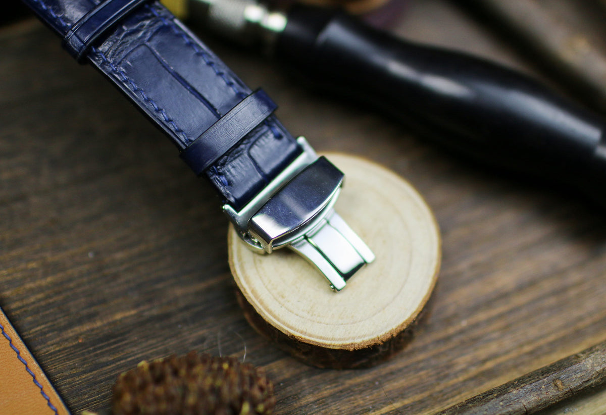navy blue alligator leather watch strap – photo 5