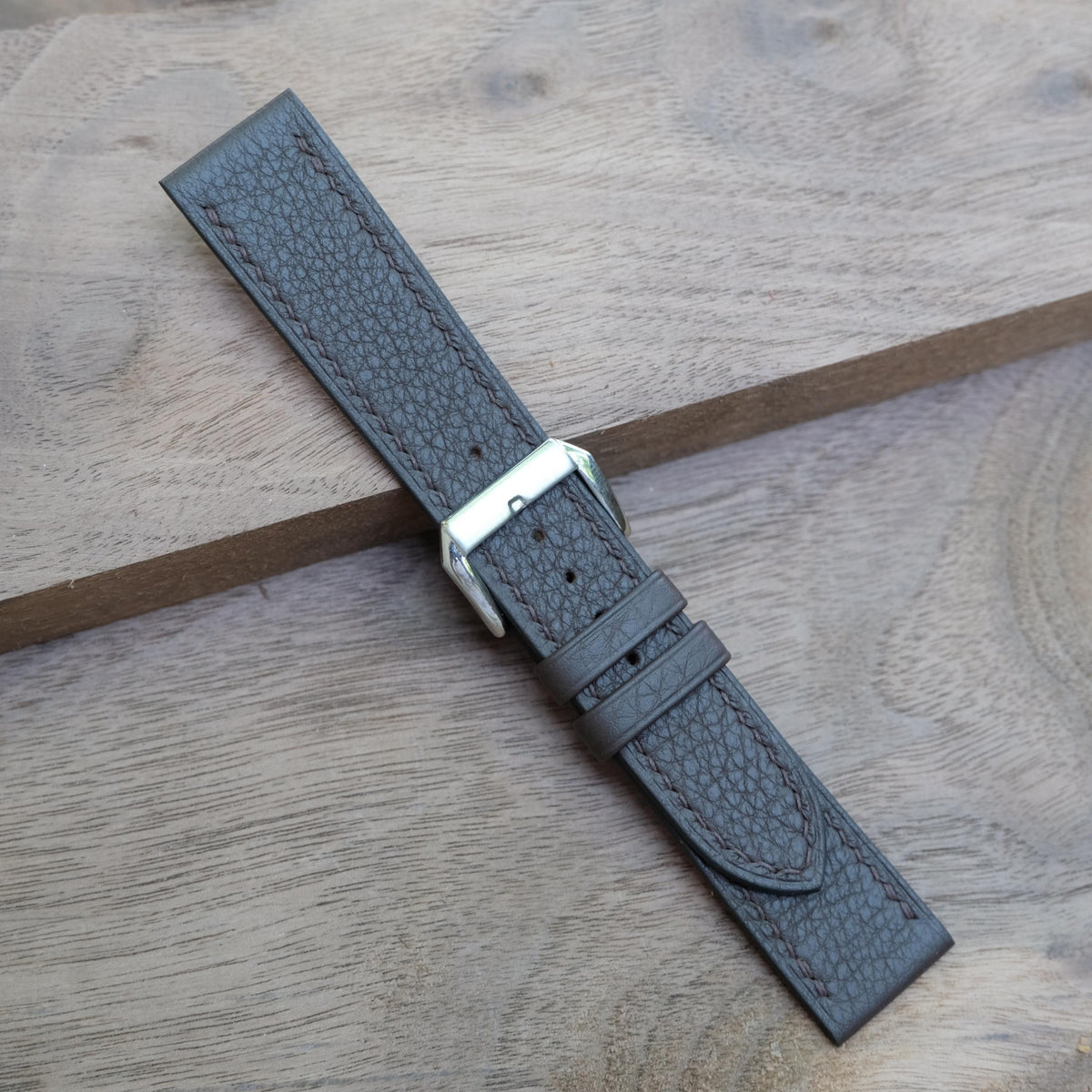 chocolate brown togo leather watch strap – photo 7
