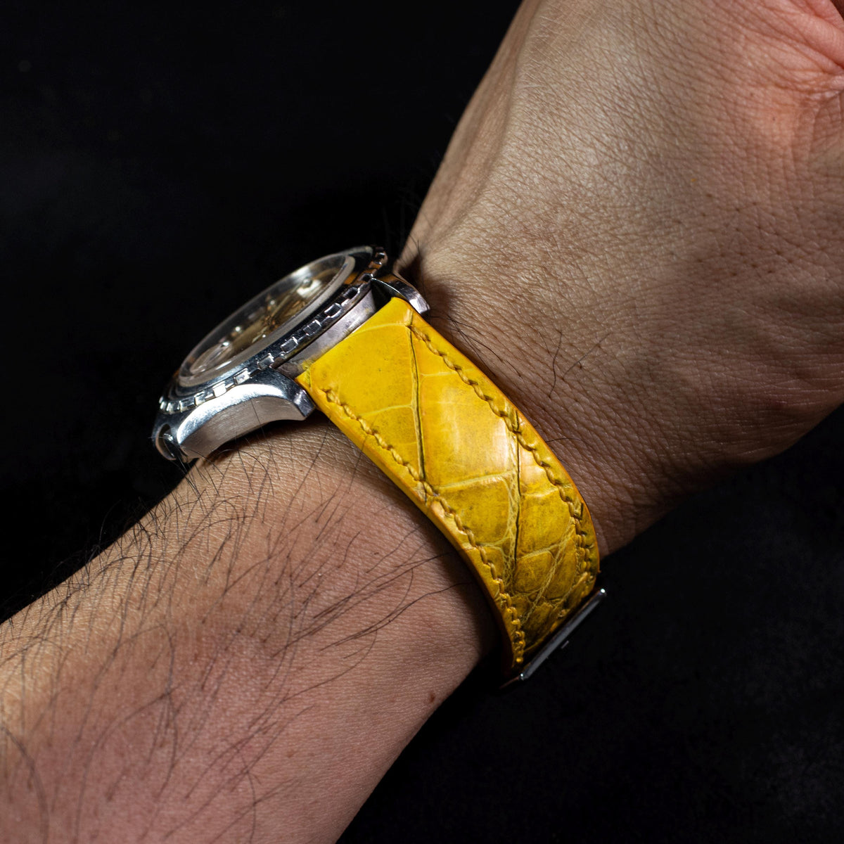 yellow alligator leather watch strap – photo 7