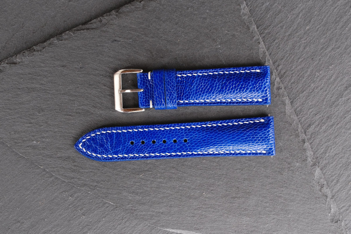 blue ostrich leather watch strap – photo 3