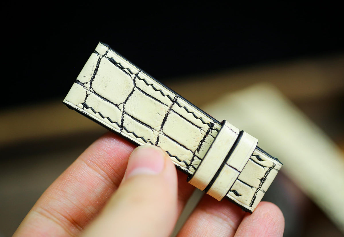 white & black alligator leather watch strap – photo 5
