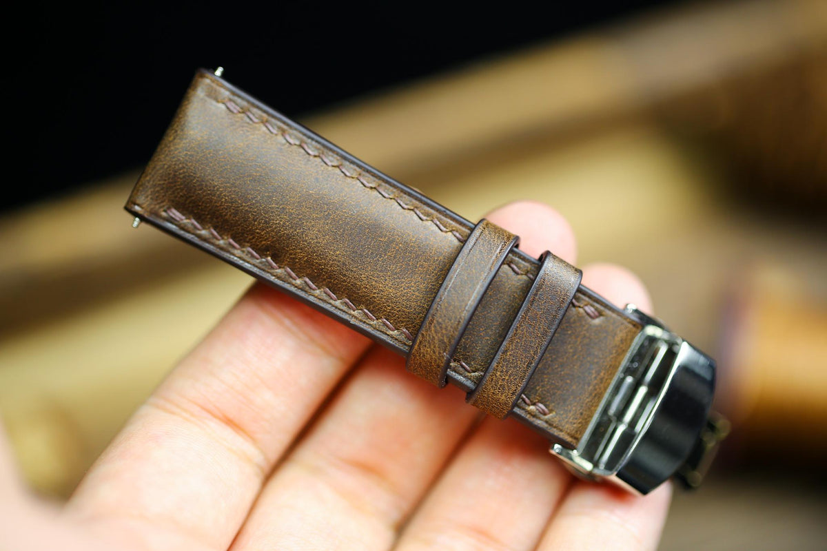 waxy brown maya leather watch strap – photo 5