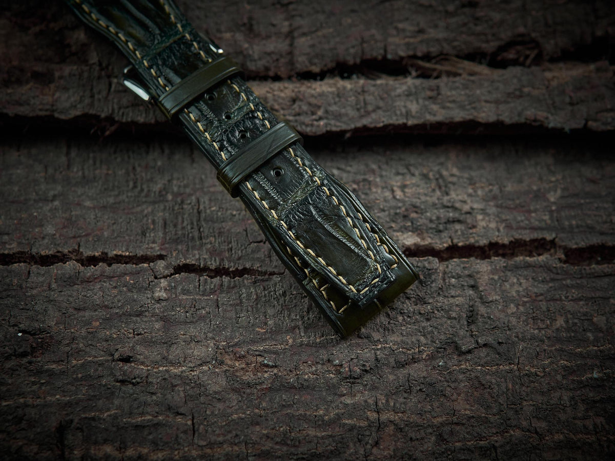 olive green alligator leather watch strap – photo 7
