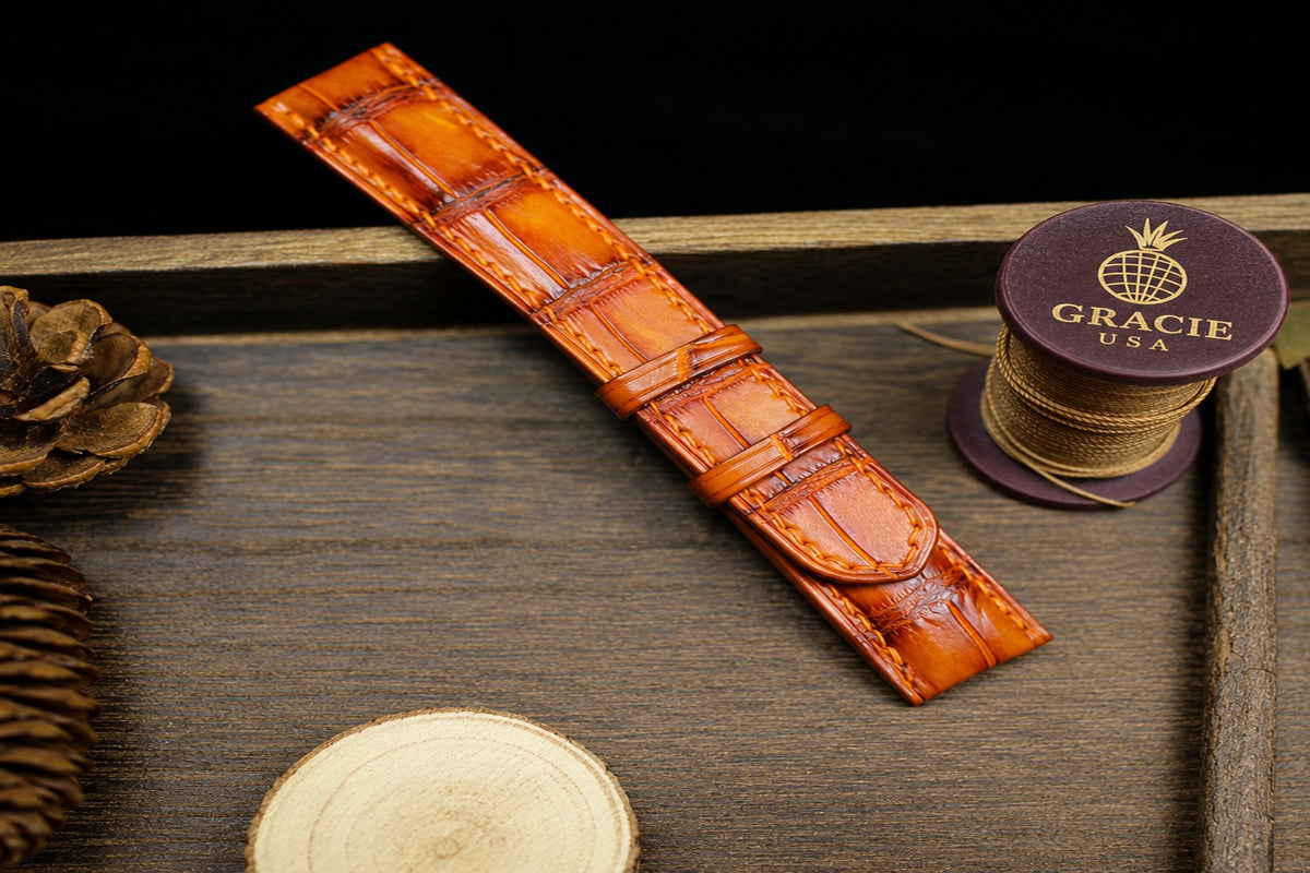 patina orange alligator leather watch strap – photo 5