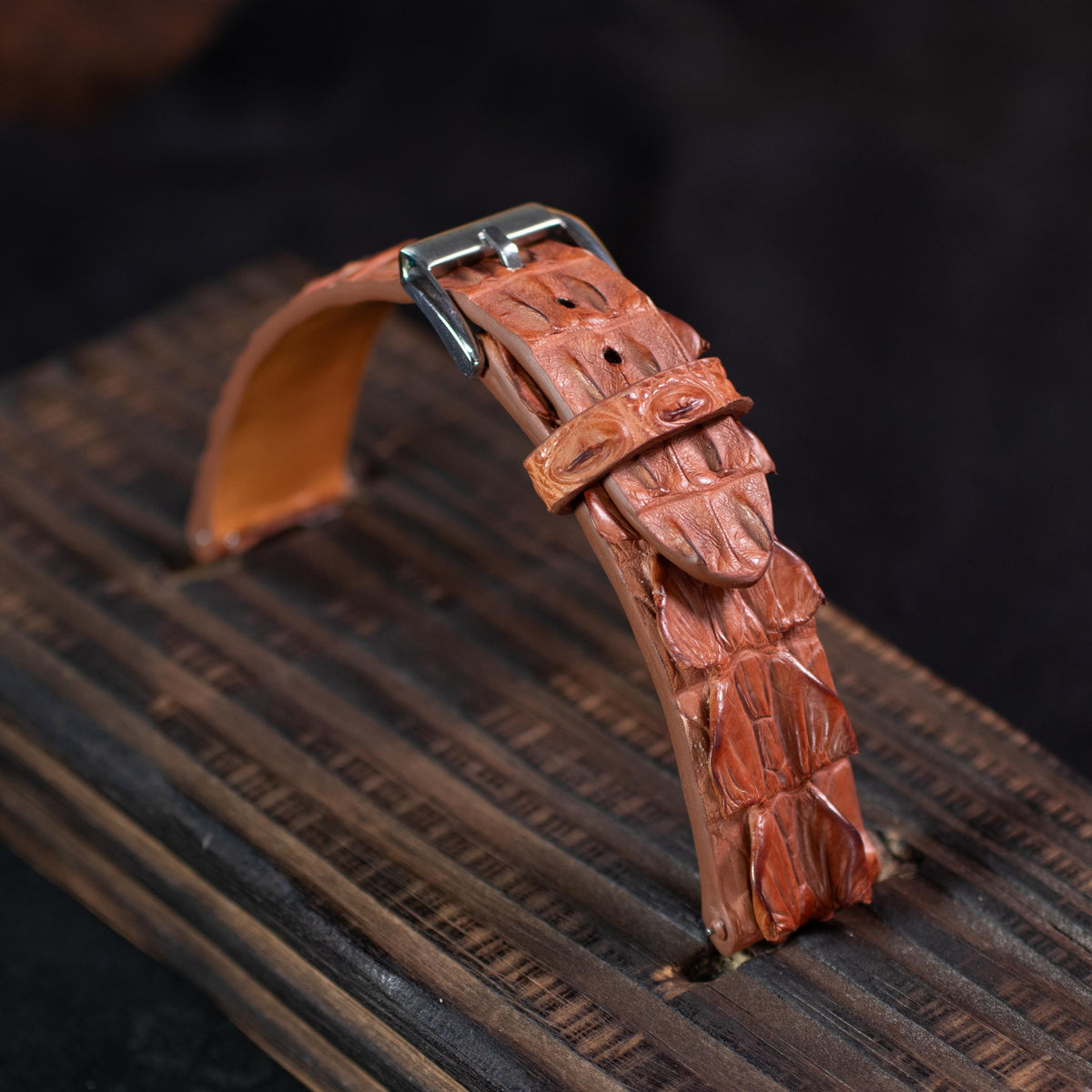 cognac brown alligator leather watch strap – photo 7