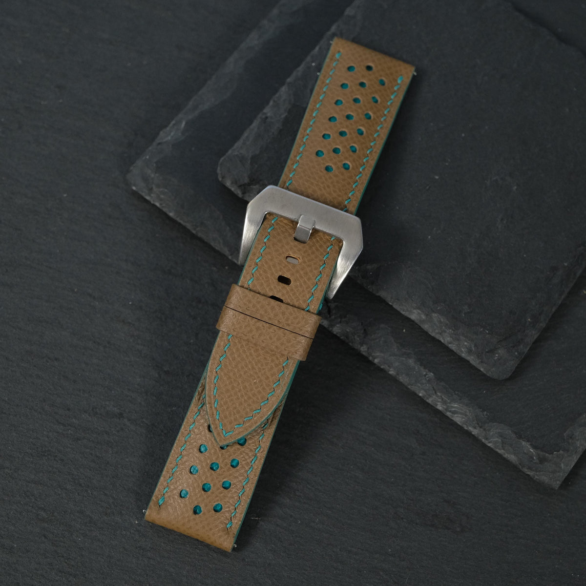 chestnut brown epsom leather watch strap – photo 3