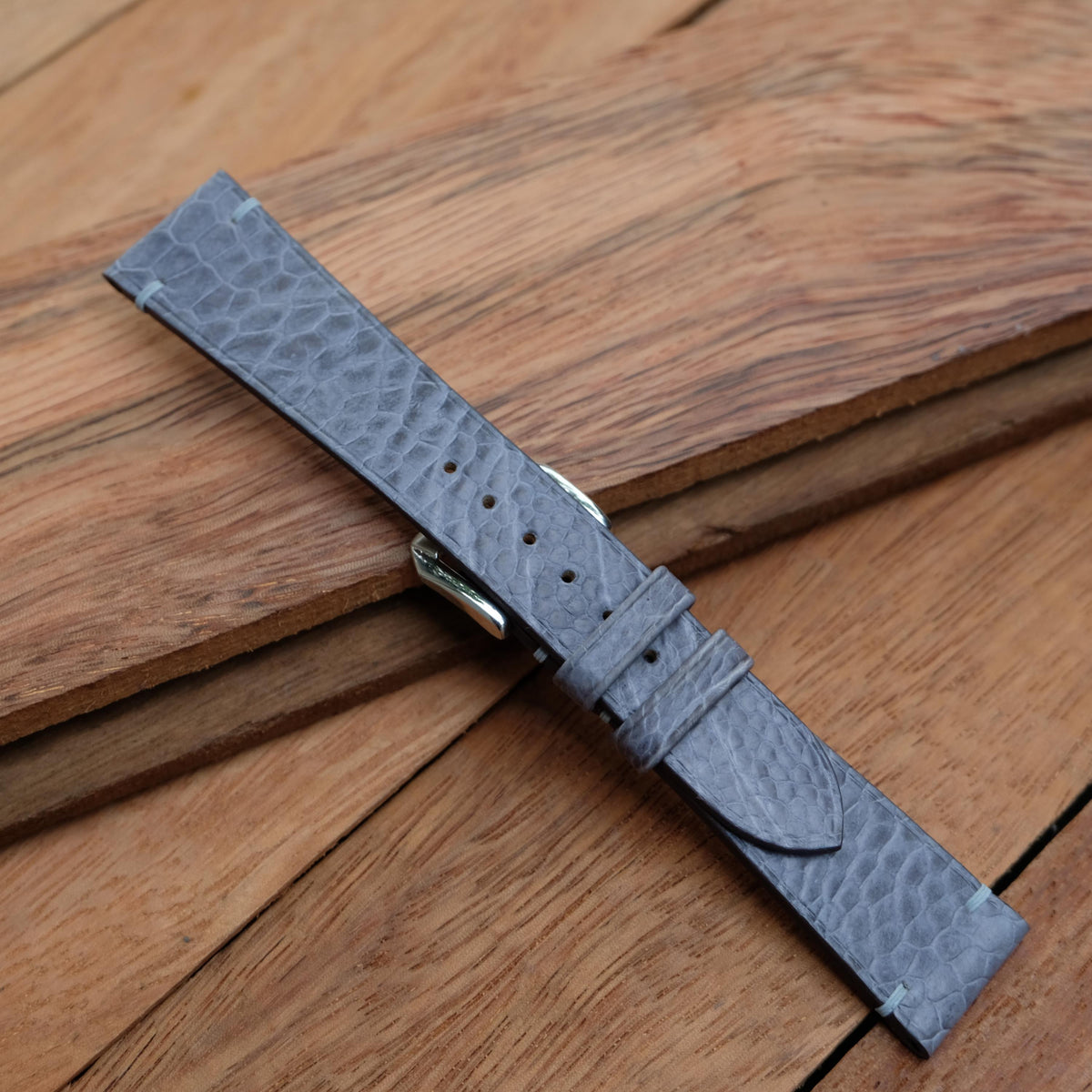 gray ostrich leg leather watch strap – photo 7
