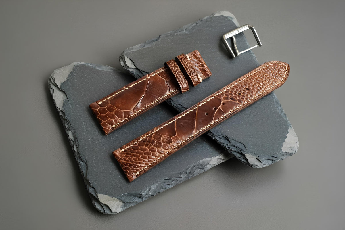 brown ostrich leather watch strap – photo 3