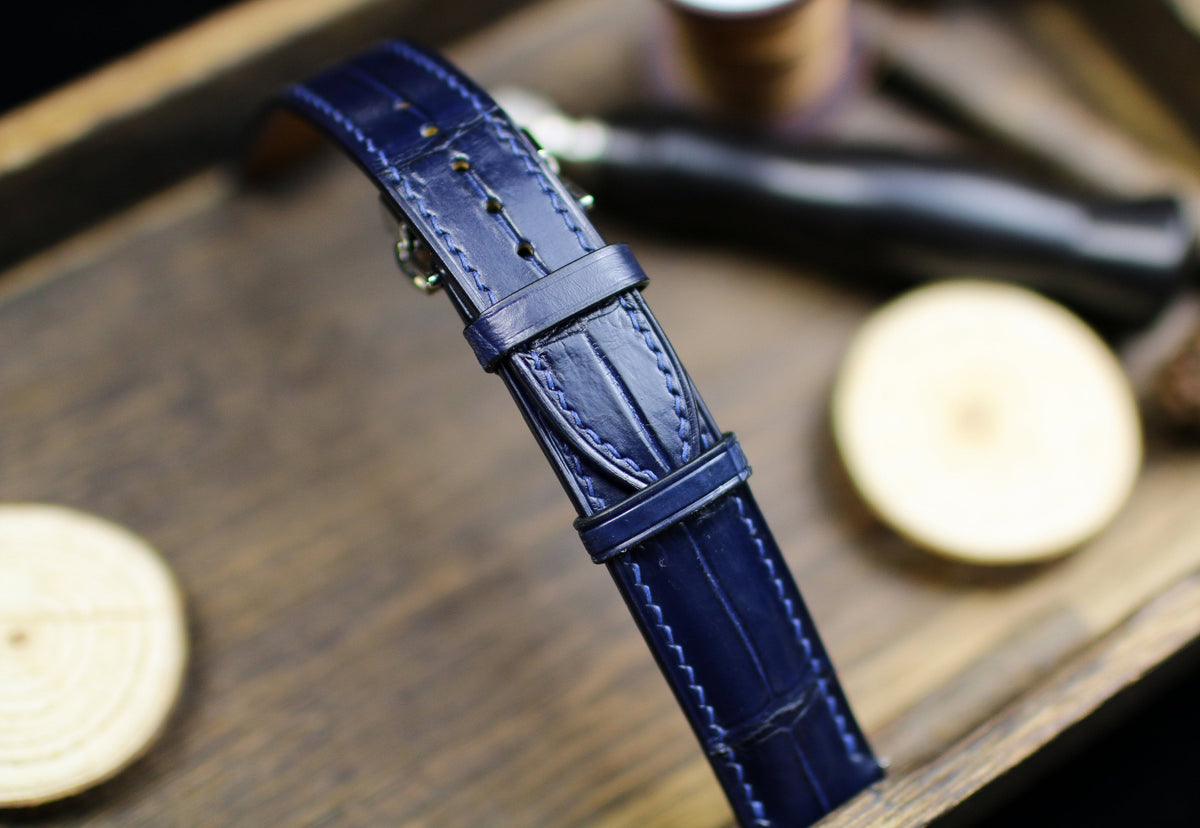 navy blue alligator leather watch strap – photo 6