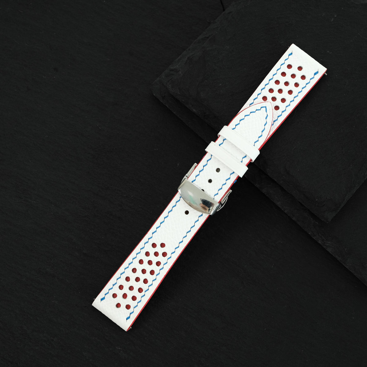 white & blue epsom leather watch strap – photo 5