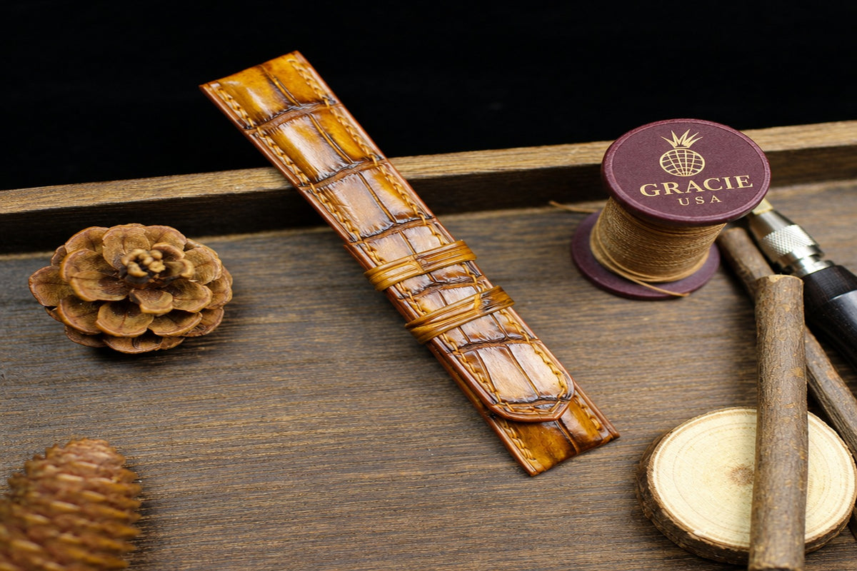 patina brown alligator leather watch strap – photo 6