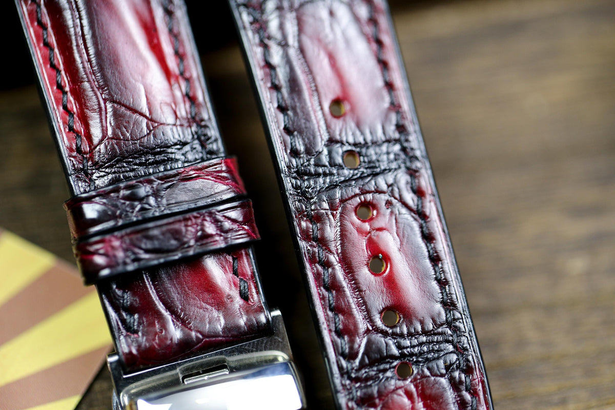 red & black alligator leather watch strap – photo 6