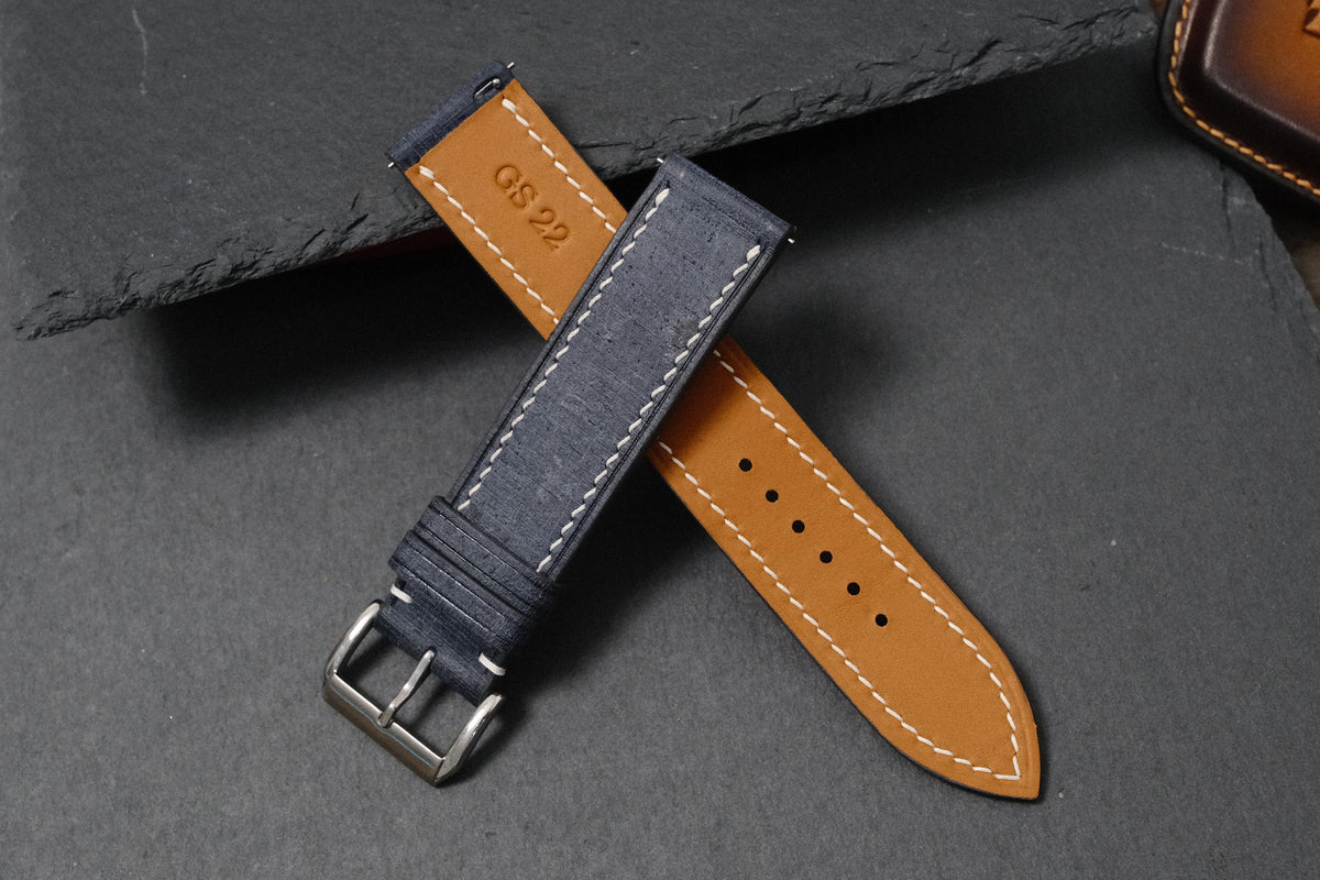 blue gray & black babele leather watch strap – photo 4