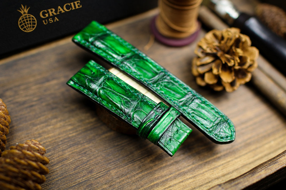 patina green alligator leather watch strap – photo 6