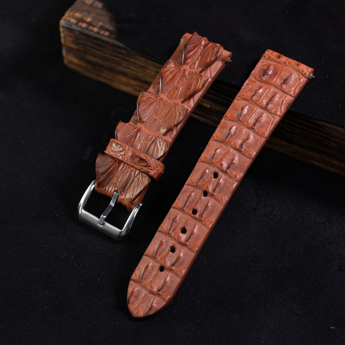 cognac brown alligator leather watch strap – photo 8