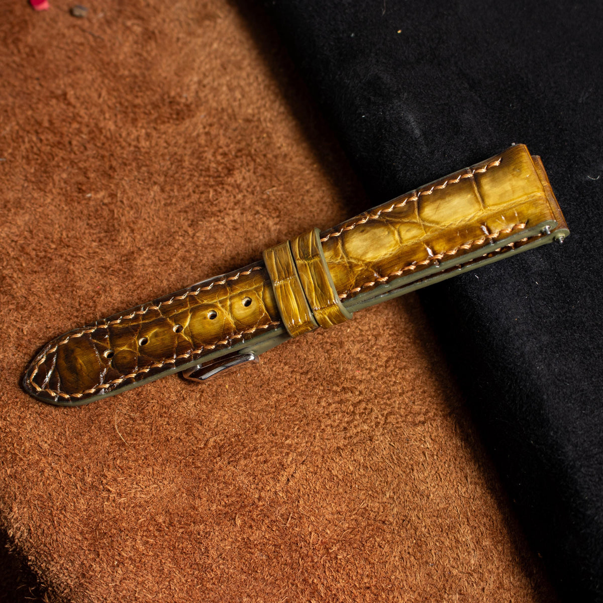 patina honey alligator leather watch strap – photo 8