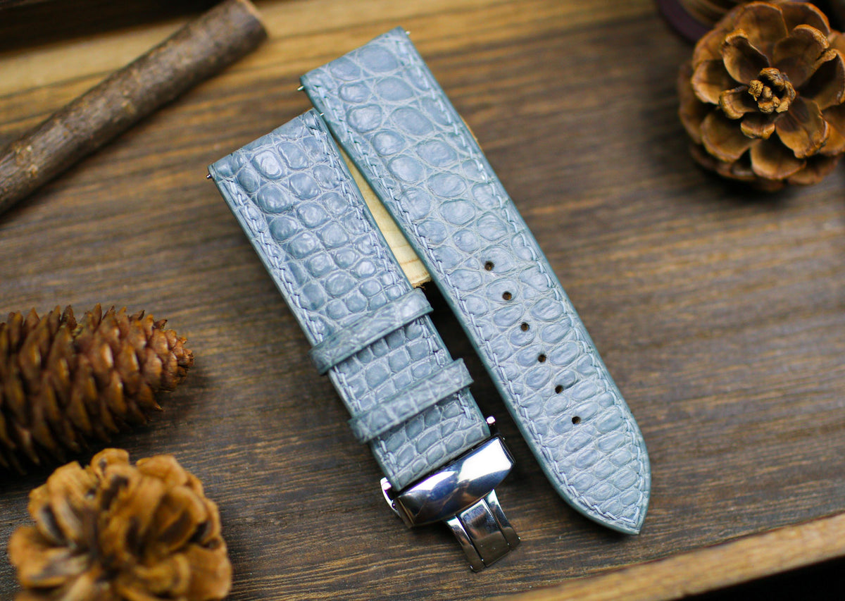 light grey alligator leather watch strap – photo 6