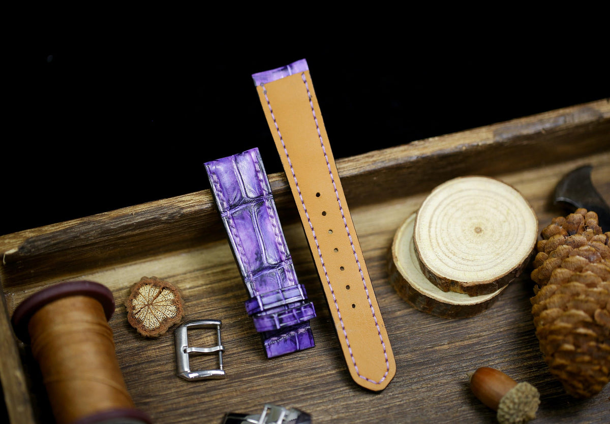 patina purple alligator leather watch strap – photo 6