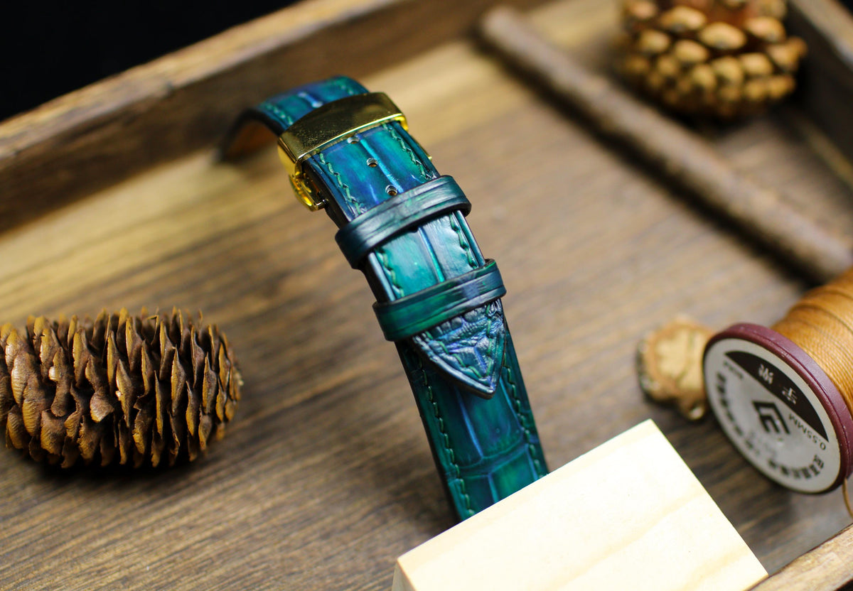 teal alligator leather watch strap – photo 6